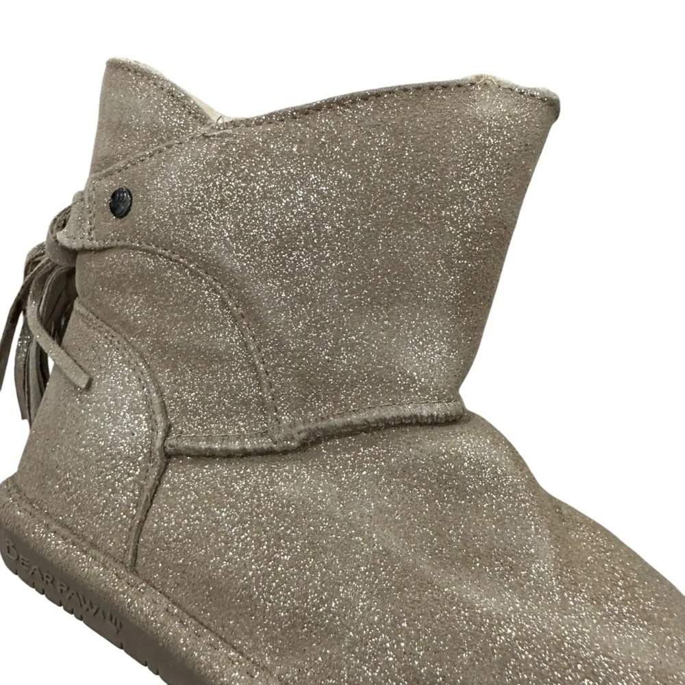 NEW BEARPAW Natalia beige gold tan color shimmer sherling